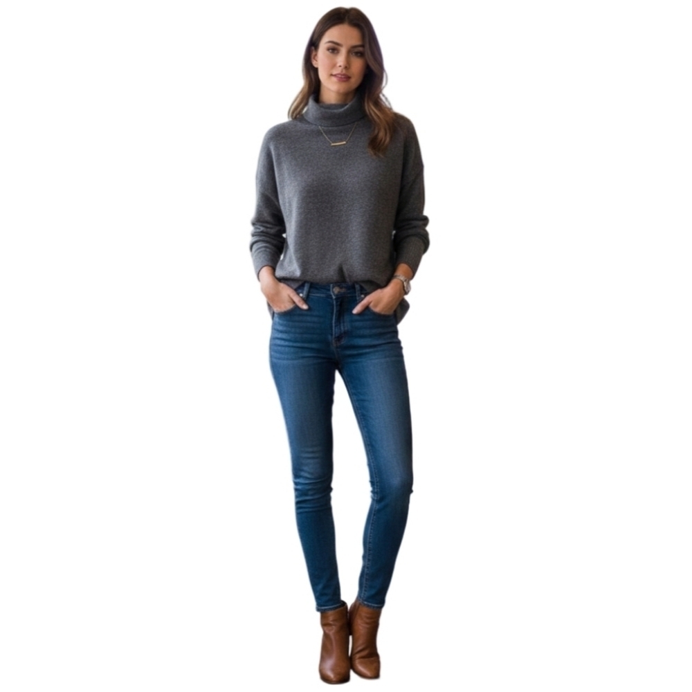 Women's Nordstrom Gray Cashmere Turtleneck Sweater L